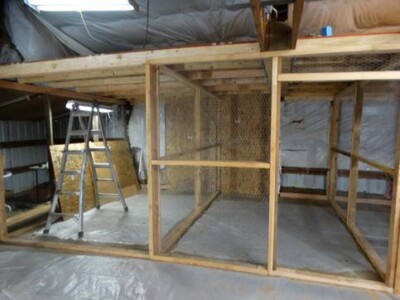 A room being built with wood and metal.